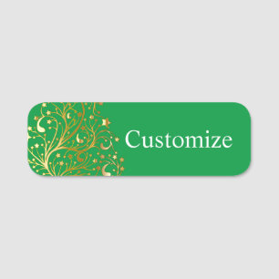 Fancy Gold Christmas Tree Thunder_Cove  Name Tag