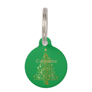 Fancy Gold Christmas Tree Thunder_Cove Pet Tag