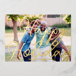 Fancy GOLD Happy Holidays Template Christmas Photo