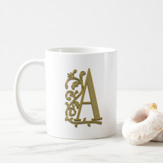 Fancy Gold Letter A Monogram Mug