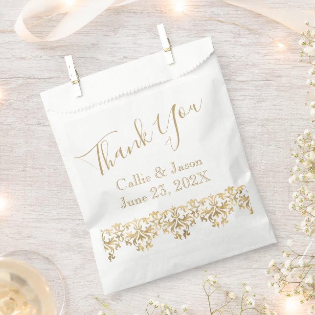 Fancy Gold Lettering Thank You Favour Bag (Clipped)