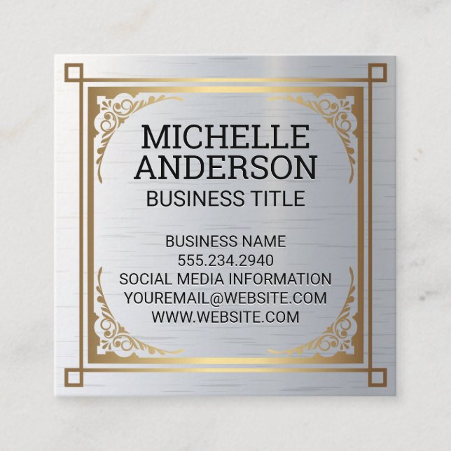 Fancy Gold Metallic Border | Metal Background Loyalty Card (Front)