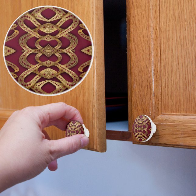 Fancy Gold on Ruby Ceramic Knob (Creator Uploaded)