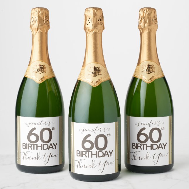 Fancy Gold Personalized Birthday Party  Sparkling Wine Label (Bottles)