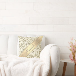 Fancy Gold Shimmery Marble Throw Pillow
