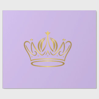 fancy golden crown iconed purple gift  wrapping paper