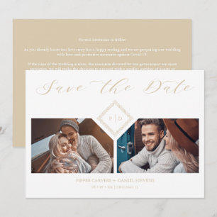 Fancy Golden Initials Chic Ornament Sophisticated  Save The Date