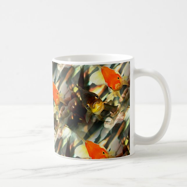Fancy Goldfish Faces Watercolor Image Coffee Mug (Right)