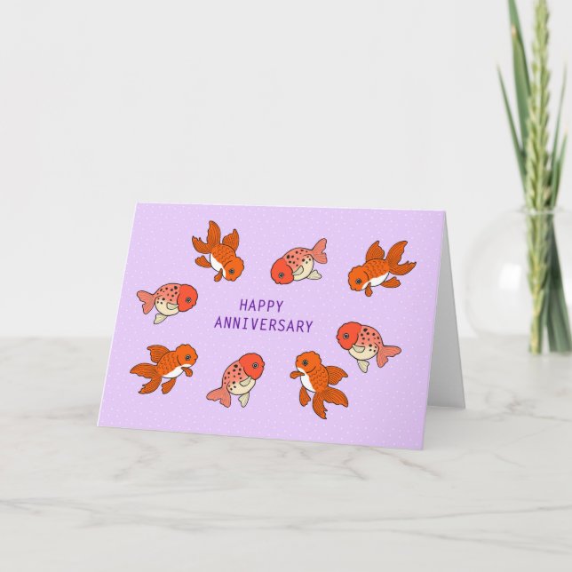 Fancy Goldfish red fish Happy Anniversary Thank You Card (Front)