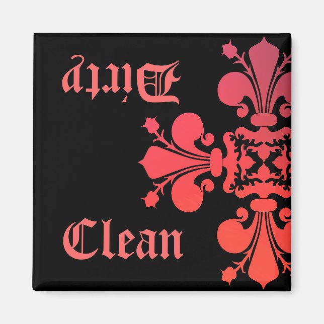 Fancy Goth fleur de lys damask clean dirty Magnet (Front)