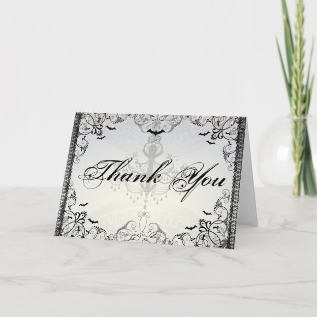 Fancy Gothic Bats Halloween Mariage merci (Devant)