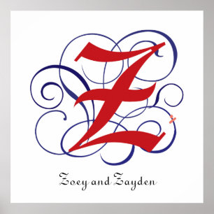 Fancy Gothic Caps Letter Z, 300dpi PNG Customize Poster