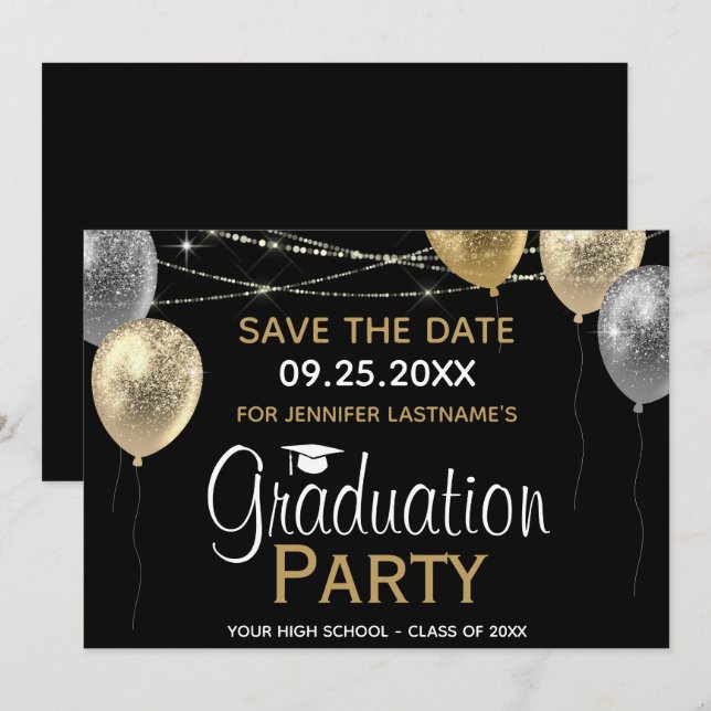 Fancy Graduation Party Save the Date Invitation (Front/Back)
