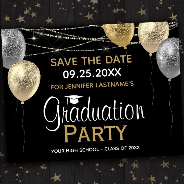 Fancy Graduation Party Save the Date Invitation Po Postcard (Creator Uploaded)