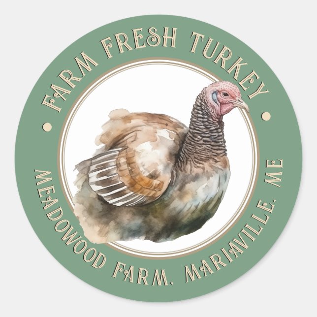 Fancy Green Egg Carton Label Farm Fresh Turkey  (Front)