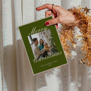 Fancy Green Old Money Classic Photo Christmas Holiday Card
