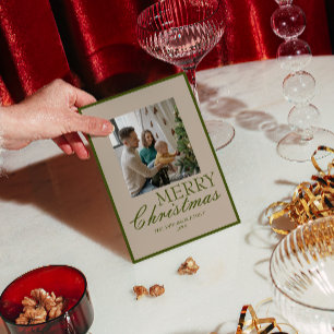 Fancy Green Old Money Photo Retro Christmas Holiday Card