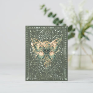 Fancy Green Steampunk Butterfly  Postcard