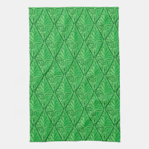 Fancy Green Tropical Leaves Kitchen Towel