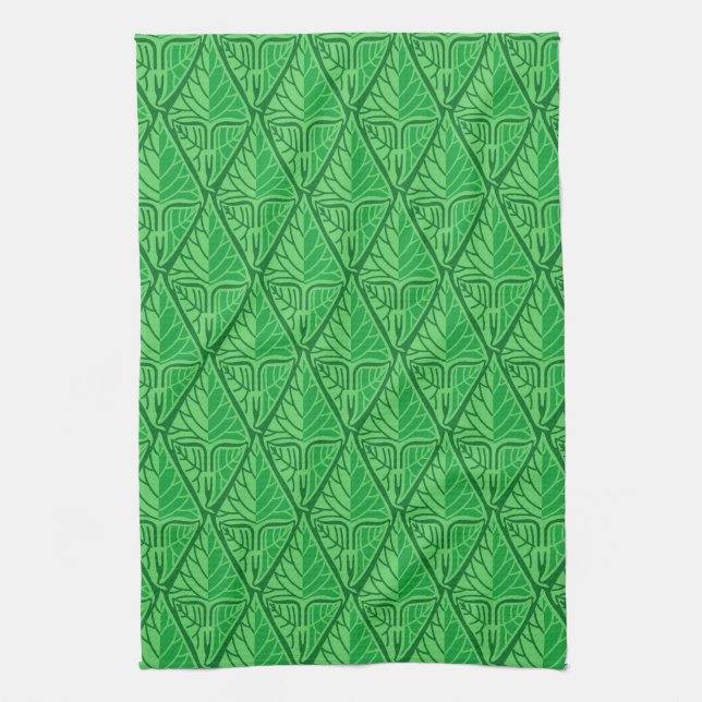 Fancy Green Tropical Leaves Kitchen Towel (Vertical)