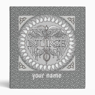 Fancy grey caduceus nurse  binder