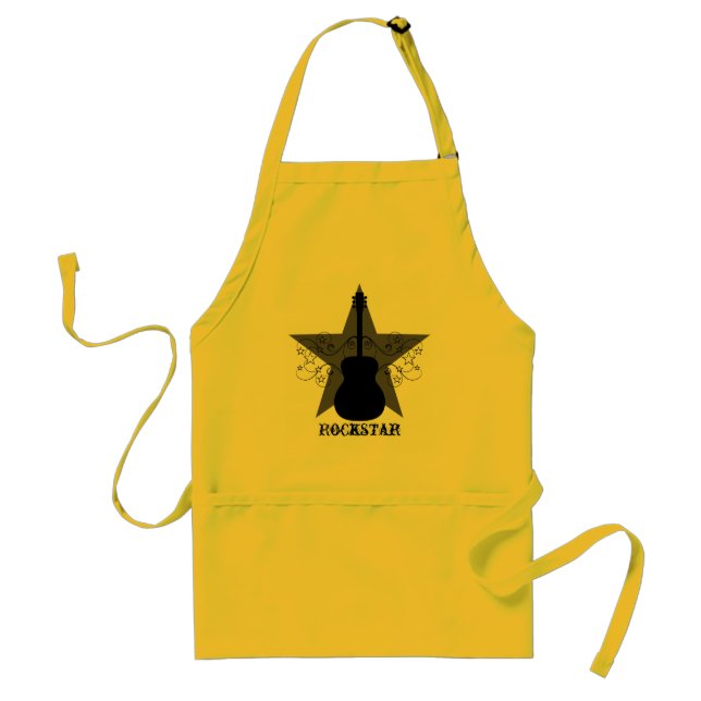 Fancy Guitar Star Swirls Apron, Black Standard Apron (Front)