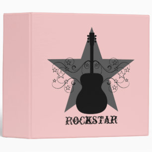 Fancy Guitar Star Swirls Binder, Black and Grey Binder
