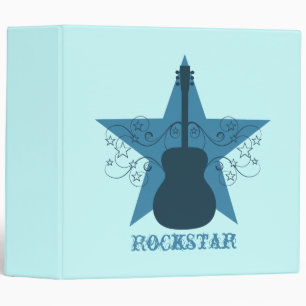 Fancy Guitar Star Swirls Binder, Blue Binder