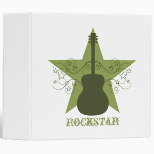 Fancy Guitar Star Swirls Binder, Green Binder