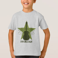 Fancy Guitar Star Swirls Kid's Tee, Green