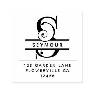 Fancy Head Letter - S -  Return Address Monogram Self-inking Stamp