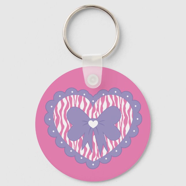 Fancy Heart (Zebra) Keychain (Front)