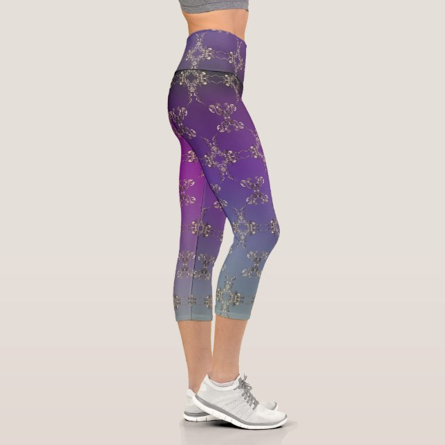 Fancy Hearts Purple Gradient   Capri Leggings (Right)
