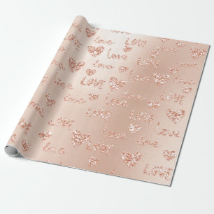 Fancy Hearts Rose Glitter Love Confetti Valentine Wrapping Paper