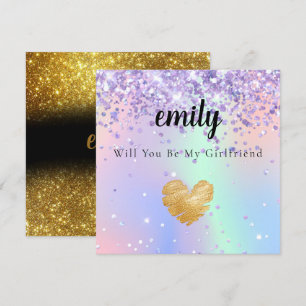 Fancy Holographic Will You Be My Girlfriend Card