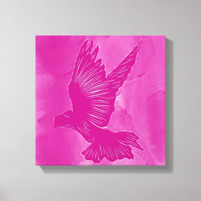 Fancy Holy Spirit Dove Abstract - Pink Canvas Print (Front)
