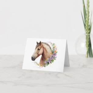 Fancy Horse with Flowers BLANK  Card