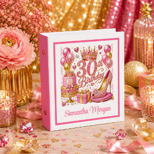 Fancy Hot Pink Sparkle 30th Birthday Ring Binder