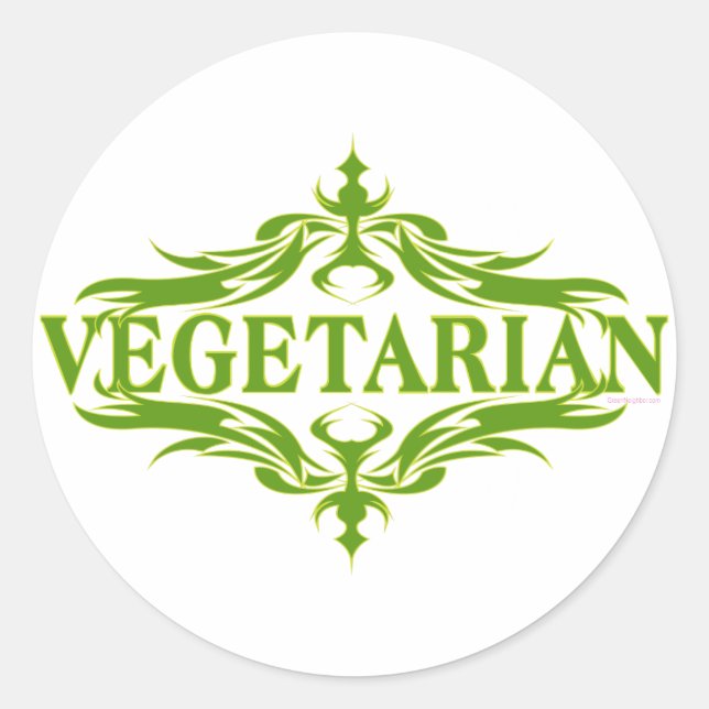 Fancy In Green - Vegetarian Classic Round Sticker (Front)