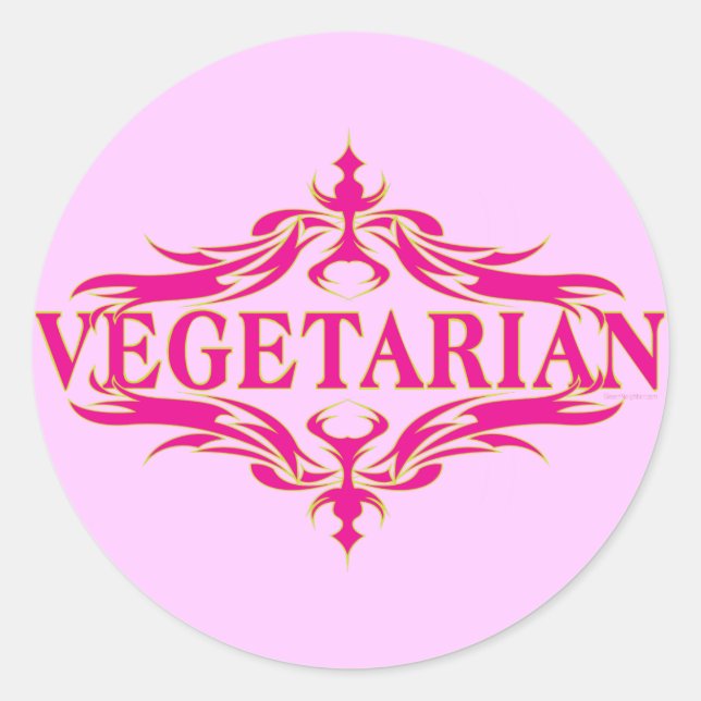 Fancy in Pink - Vegetarin Classic Round Sticker (Front)