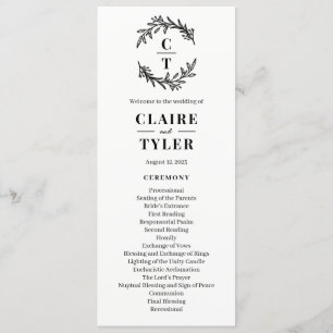 Fancy Initials EDITABLE COLOR Wedding Program