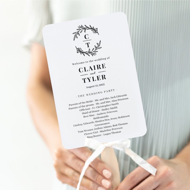 Fancy Initials EDITABLE COLOR Wedding Program Hand Fan (Creator Uploaded)