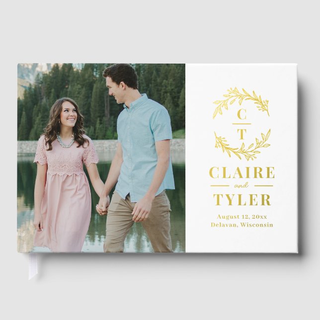 Fancy Initials Foil Wedding Guestbook (Front)