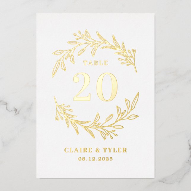 Fancy Initials REAL FOIL Table Number Card (Front)