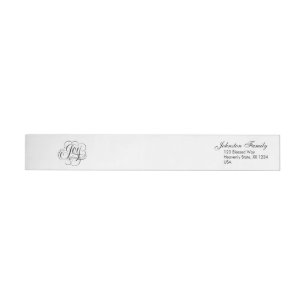 Fancy JOY Christmas Calligraphy Black on White Wrap Around Label