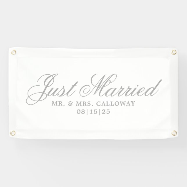 Fancy Just Married Car Banner (Horizontal)