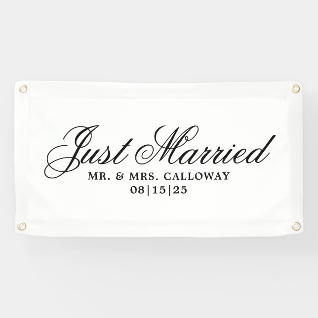 Fancy Just Married Car Banner (Horizontal)