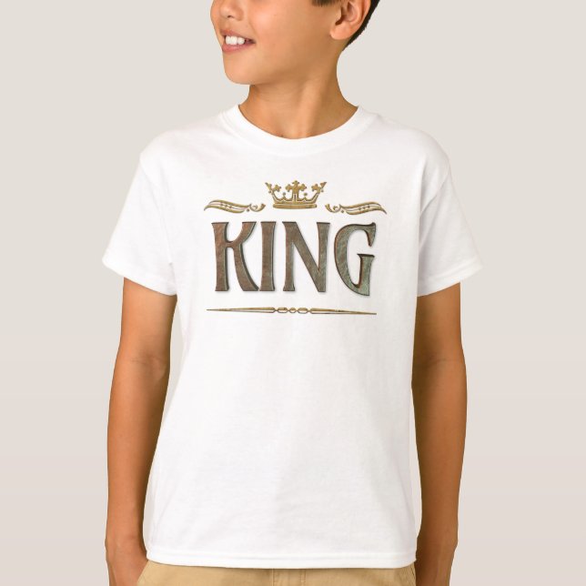 Fancy King Lettering - Grand Medieval Royal Crown T-Shirt (Front)