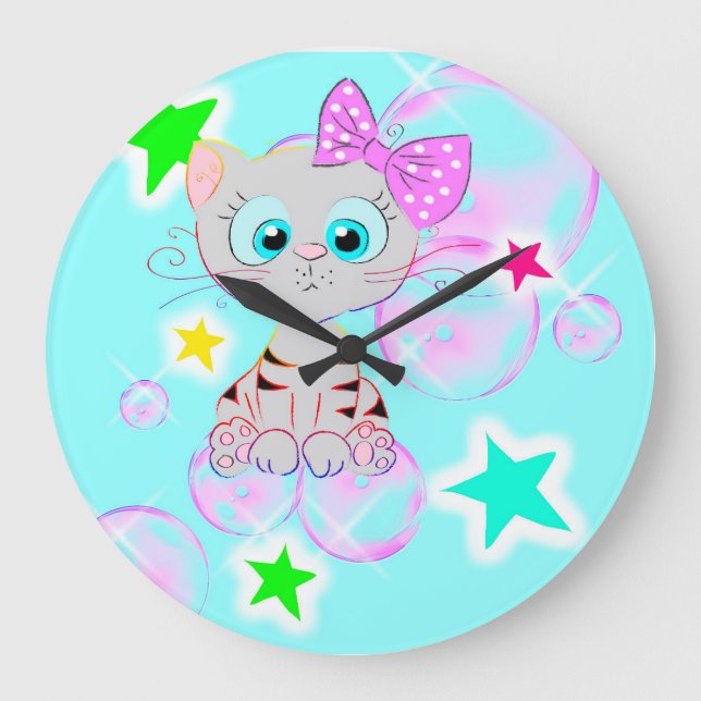 Fancy Kitten - Large Clock (Front)
