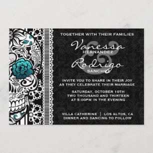 Fancy Lace Sugar Skull Day of the Dead Invitation